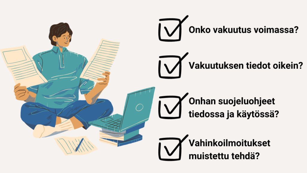 Vakuutuskorvausten saamisen edellytykset tsekkilista